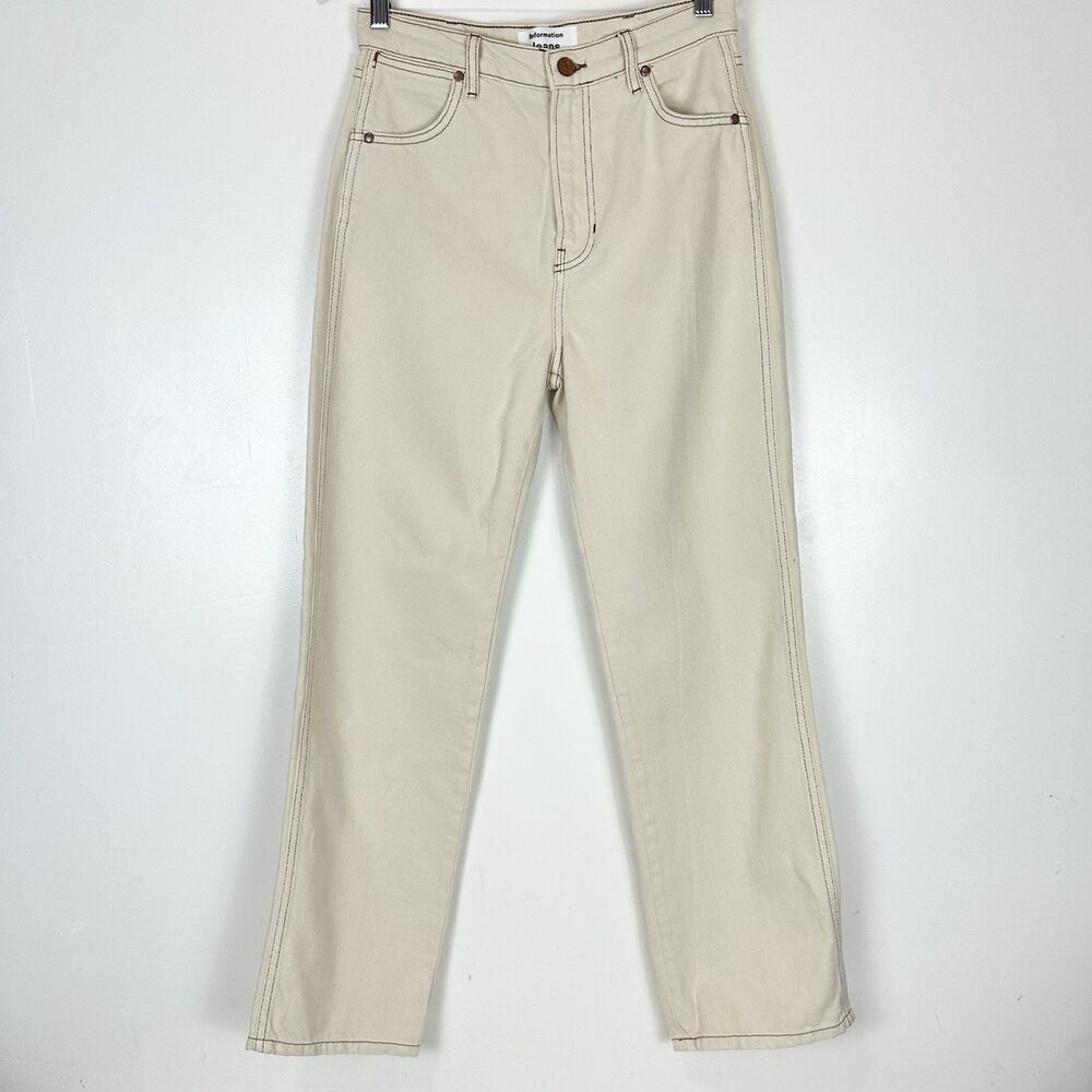Reformation Cowboy Straight Jeans 27 Almond Western HR Organic Cotton Coastal